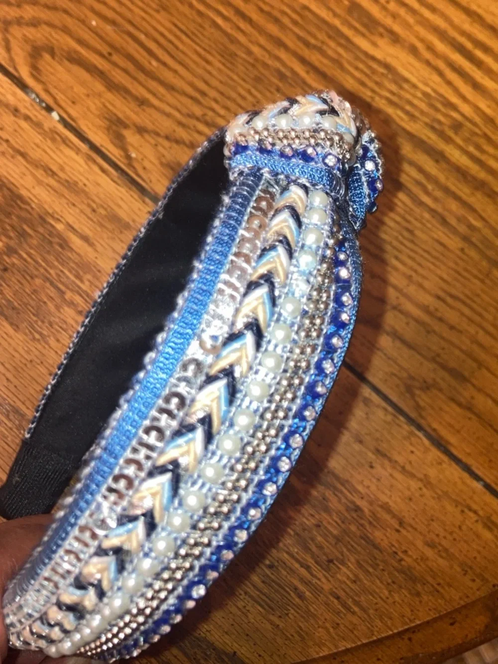 Top Knot Embellished Headband - Blue/tan and more -